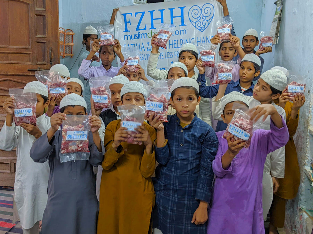 Hyderabad, India - Participating in Holy Qurbani Program & Mobile Food Rescue Program by Processing, Packaging & Distributing Holy Qurbani Meat from 3 Holy Qurbans to Multiple Madrasas/Schools & Less Privileged Families
