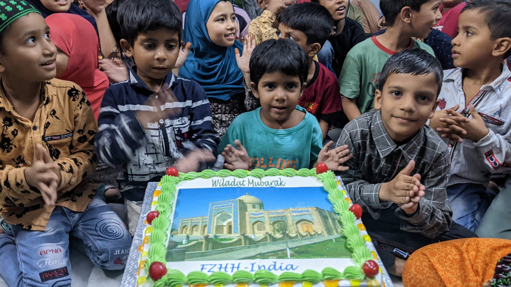 Hyderabad, India - Honoring Holy Wiladat (Birthday) of Sultan al Awliya Fard Alam Shahe Kul Mawlana Shaykh Shah Bahauddin Naqshband Uwaisi al Bukhari (Q) Hasani Husseini by Serving Hot Dinners & Blessed Cake to Children at Two Local Madrasas/Schools