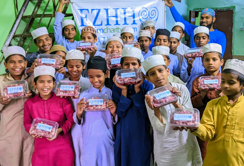 Hyderabad, India - Participating in Holy Qurbani Program by Processing, Packaging & Distributing Holy Qurbani Meat to Local Community's Beloved Orphans, Madrasa/School Children & Less Privileged Families