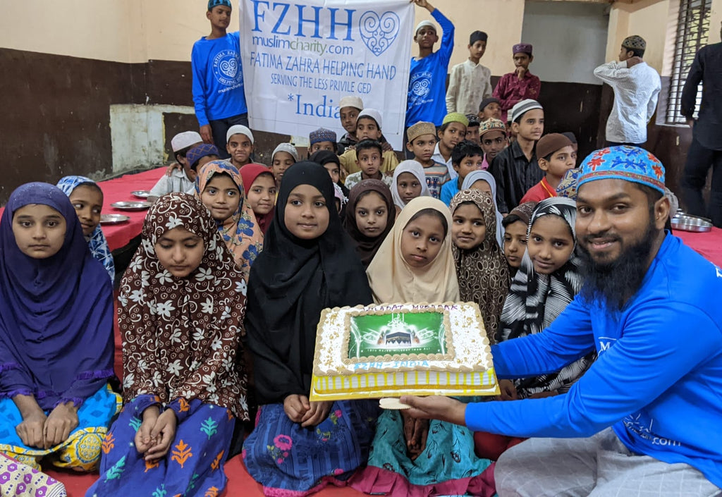 Hyderabad, India - Participating in Mobile Food Rescue Program by Serving Snack Packs & Blessed Cake to Beloved Orphans at Local Community's Orphanage