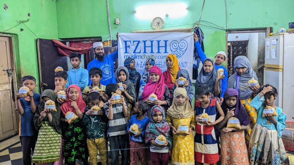 Hyderabad, India - Participating in Mobile Food Rescue Program by Distributing Hot Meals to Children at 3 Local Madrasas/Schools, Beloved Orphans, Homeless & Less Privileged People