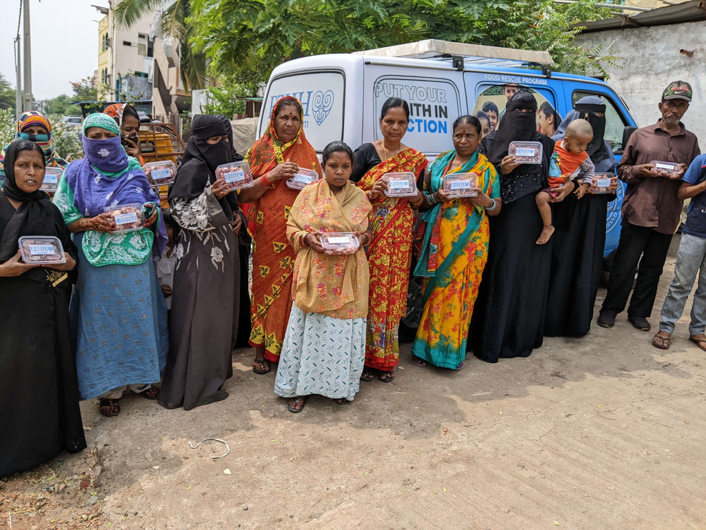 Hyderabad, India - Participating in Holy Qurbani Program & Mobile Food Rescue Program by Processing, Packaging & Distributing Holy Qurbani Meat to Local Community's Less Privileged Families & People in Need