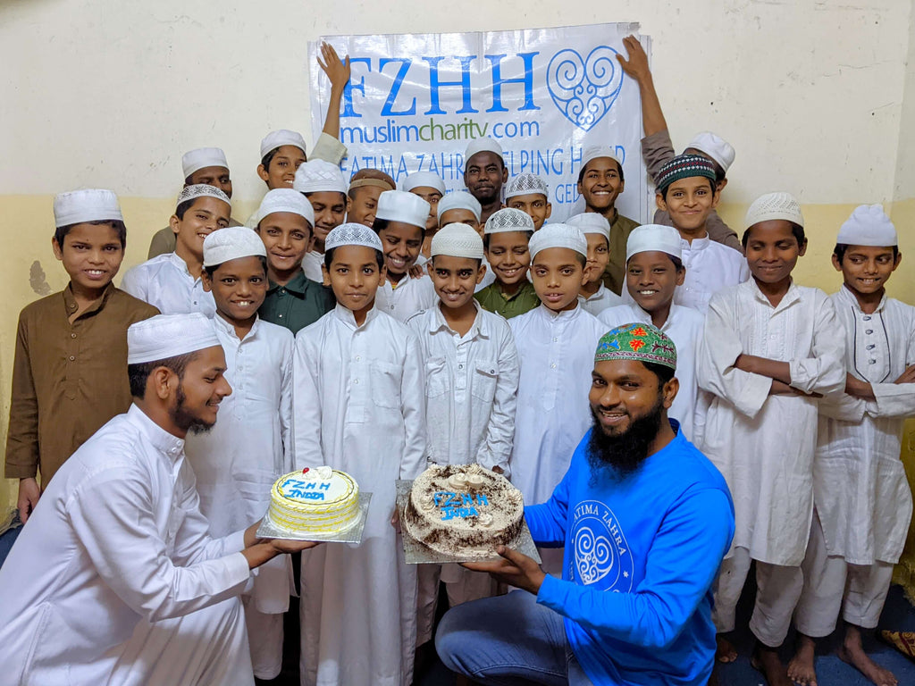 Hyderabad, India - Participating in Mobile Food Rescue Program by Distributing Holy Wiladat/Birthday Cakes to 80+ Less Privileged Children at Multiple Local Community Madrasas