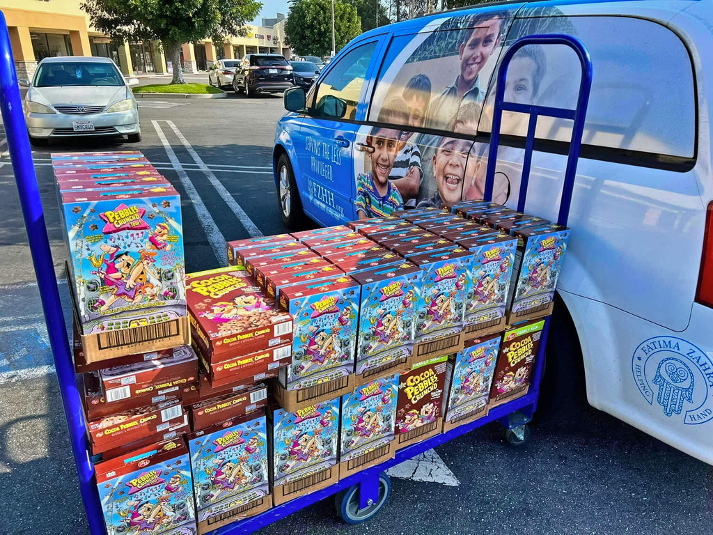 Los Angeles, California - Participating in Mobile Food Rescue Program by Rescuing & Distributing Fresh Fruits, Vegetables & 70+ Boxes of Children's Breakfast Cereals to Local Community's Breadline Serving Less Privileged Families