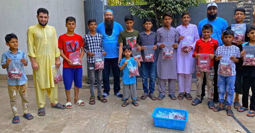 Lahore, Pakistan - Participating in Holy Qurbani Program & Mobile Food Rescue Program by Processing, Packaging & Distributing 2400+ lbs. of Holy Qurbani Meat from 74+ Holy Qurbans to Local Community's Beloved Orphans & Less Privileged Families