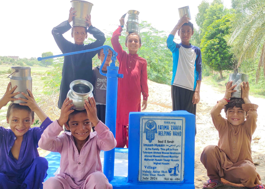 Sindh, Pakistan – Imam Husain RA & His Family. This Gift is from Tehreem Ahmed Moeed Ibraheem Ahmed Moeed Moeed Mukhtar, Mahwish Husain Touqir Husain Nighat Husain – FZHH Water Well# 4084