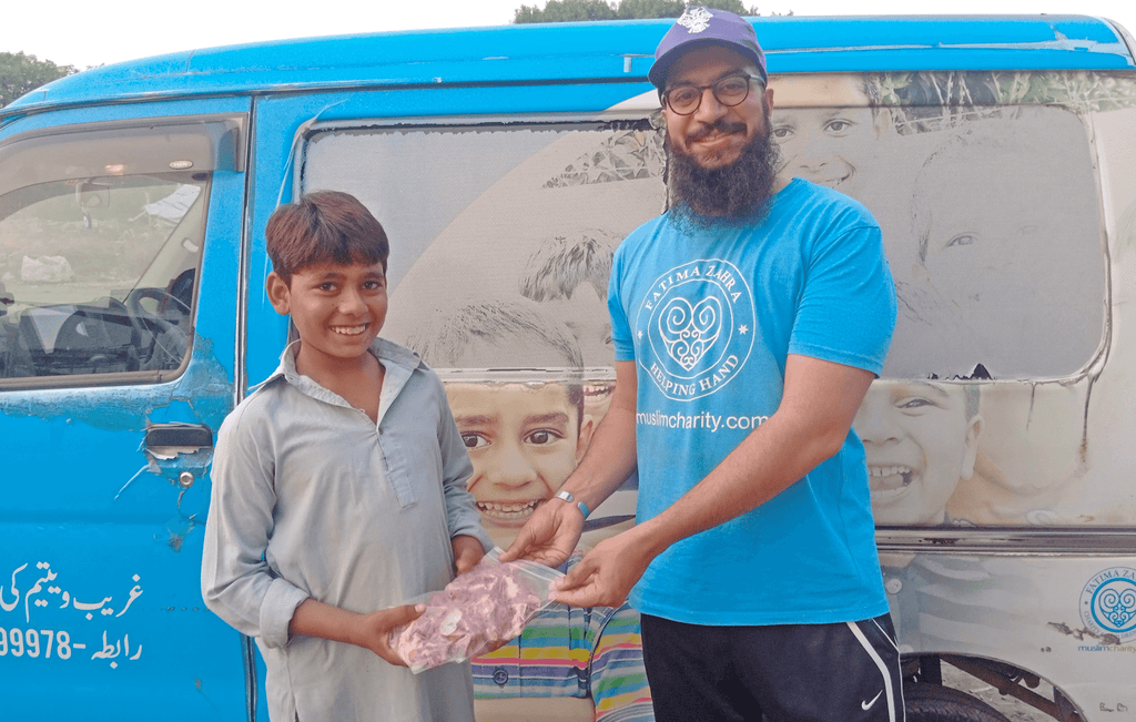 Lahore, Pakistan - Participating in Holy Qurbani Program & Mobile Food Rescue Program by Processing, Packaging & Distributing Holy Qurbani Meat from 7+ Holy Qurbans to Local Community's Less Privileged People