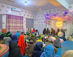 Lahore, Pakistan - Participating in Orphan Support & Mawlid Support Programs by Celebrating ZikrAllah & Mawlid an Nabi ﷺ, Serving Hot Meals with Birthday Cake & Distributing Blessed Goodie Bags with Gifts to Beloved Orphans & Less Privileged Children