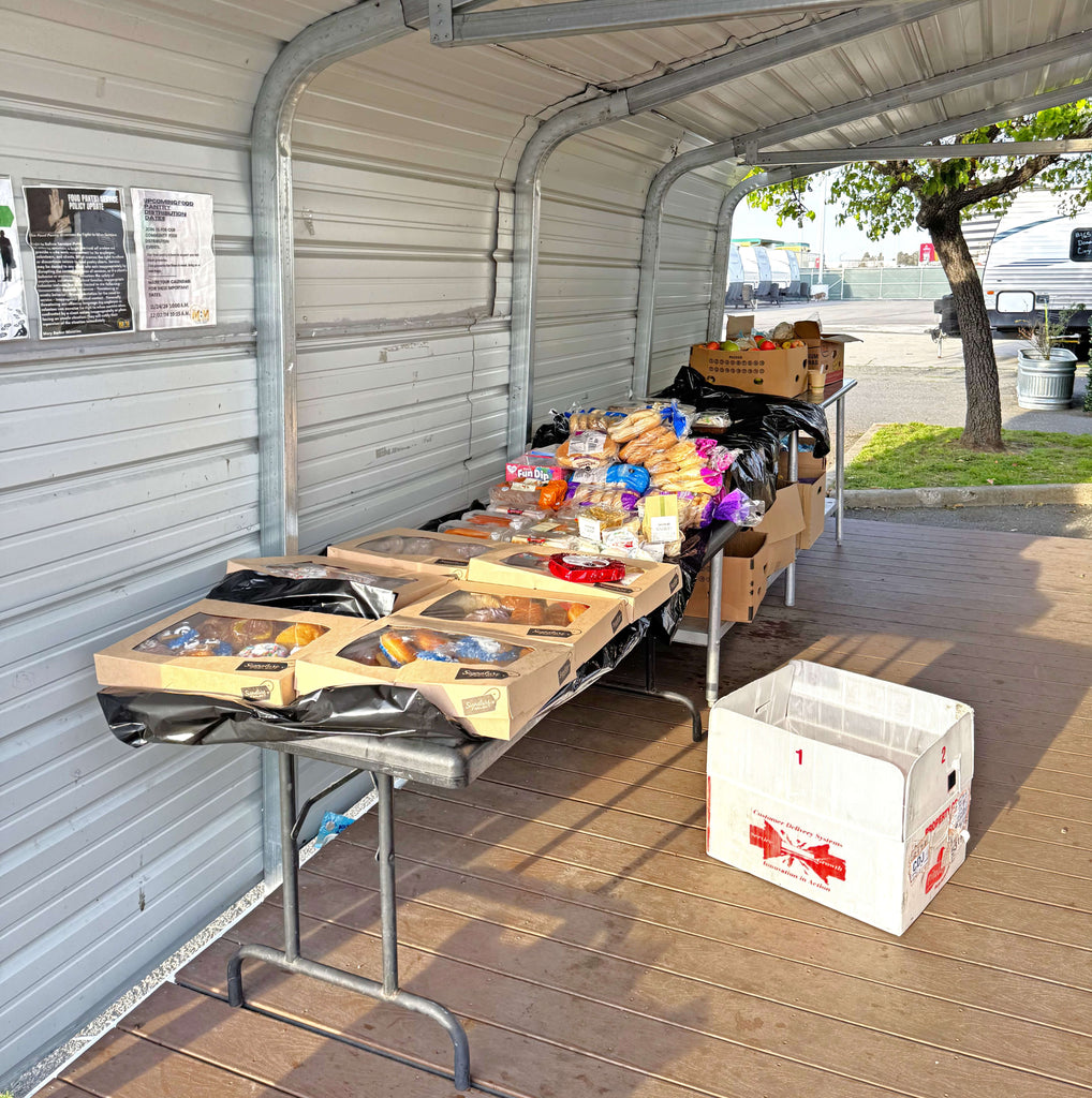 Oakland, California - Participating in Mobile Food Rescue Program by Rescuing & Distributing  600+ lbs. of Fresh Deli Meals, Fruits, Vegetables & Bakery Items with Desserts & Birthday Cakes to Local Community's Homeless Encampments