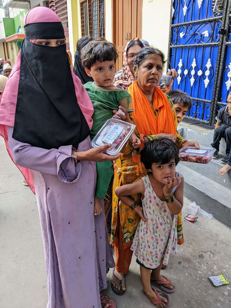 Hyderabad, India - Participating in Holy Qurbani Program & Mobile Food Rescue Program by Processing, Packaging & Distributing Holy Qurbani Meat to Local Community's Less Privileged Families & People in Need