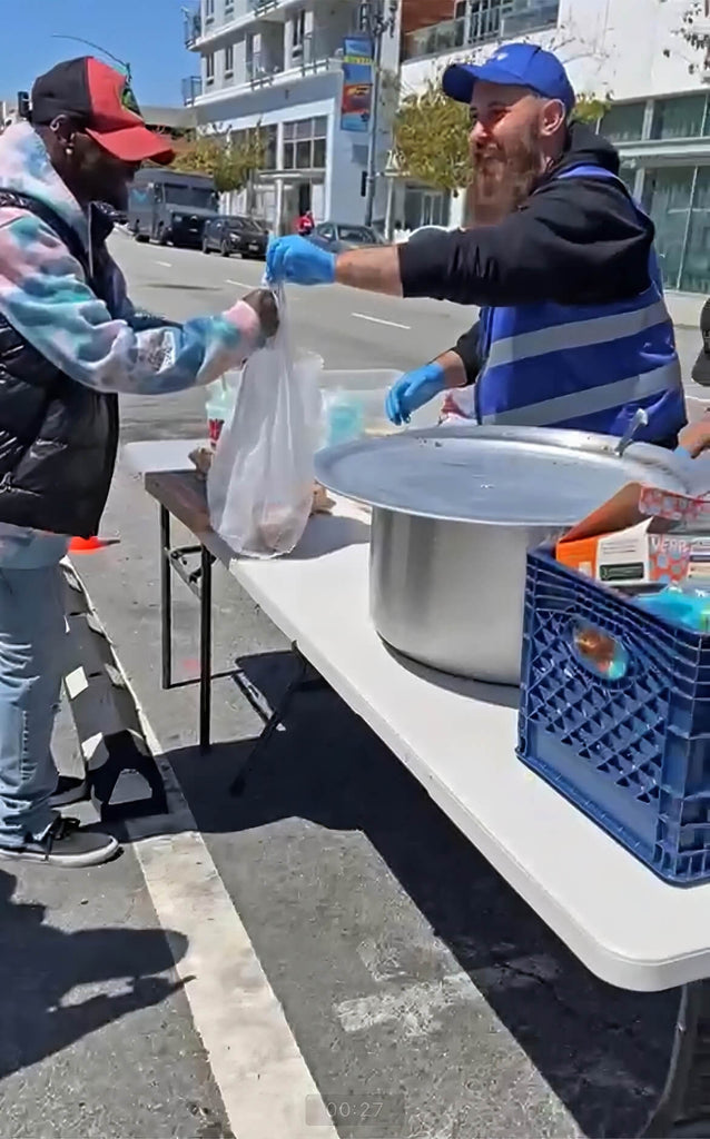 Los Angeles, California - Participating in Mobile Food Rescue Program by Preparing & Serving 100+ Freshly Cooked Hot Meals, Desserts & Water to Community's Homeless & Less Privileged People