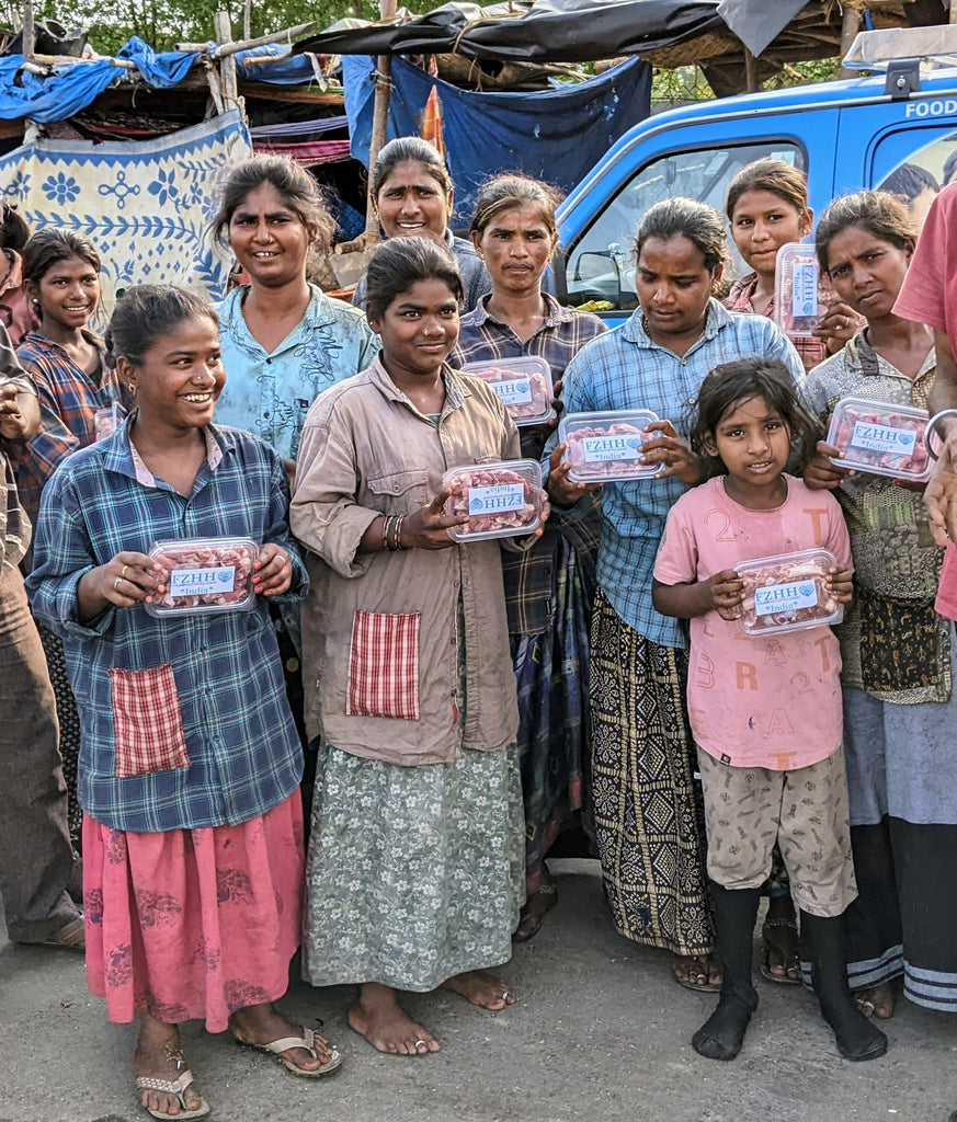 Hyderabad, India - Participating in Holy Qurbani Program & Mobile Food Rescue Program by Processing, Packaging & Distributing Holy Qurbani Meat to Local Community's Madrasa/School Students, Less Privileged Families, Disabled & Homeless People in Need