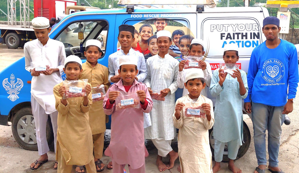 Hyderabad, India - Participating in Holy Qurbani Program & Mobile Food Rescue Program by Processing, Packaging & Distributing Holy Qurbani Meat from 6 Holy Qurbans to Beloved Orphans, Madrasa/School Children & Less Privileged Families