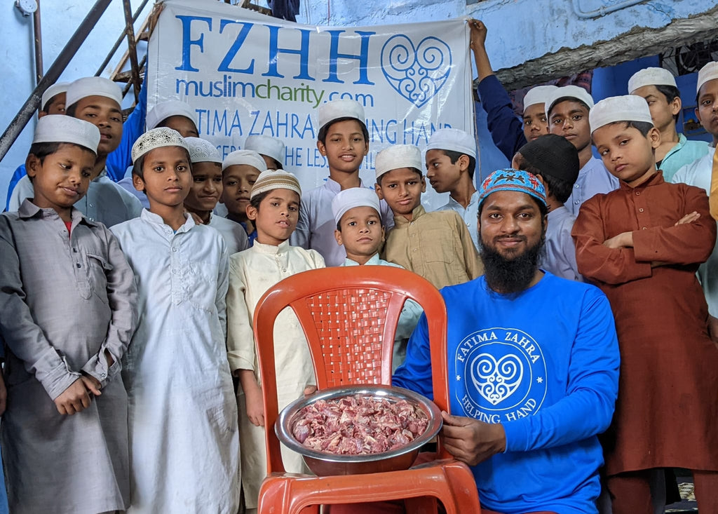 Hyderabad, India - Participating in Holy Qurbani Program by Processing, Packaging & Distributing Holy Qurbani Meat to Local Community's Beloved Orphans, Children at Three Madrasas/Schools & Less Privileged Families