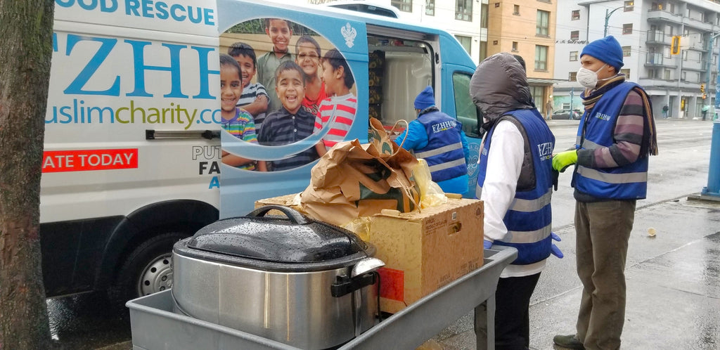 Vancouver, Canada - Participating in Mobile Food Rescue Program by Serving Hot Breakfast with Coffee & Water & Distributing Hot Lunches to Homeless & Less Privileged People